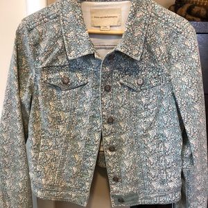 Anthropologie Floral Denim Jacket